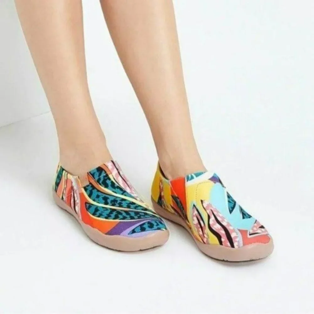 NWT UIN Slip On Colorful Spread of Nature Loafers Comfy Shoes Womens - Picture 3 of 9